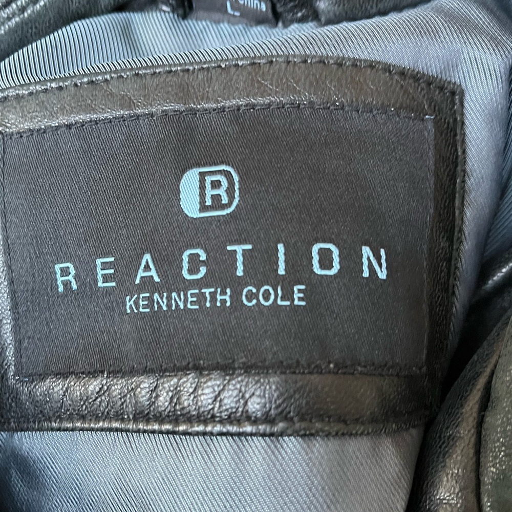 Kenneth Cole Reaction Classic Men's Black Leather Jacket Size L - Picture 9 of 12